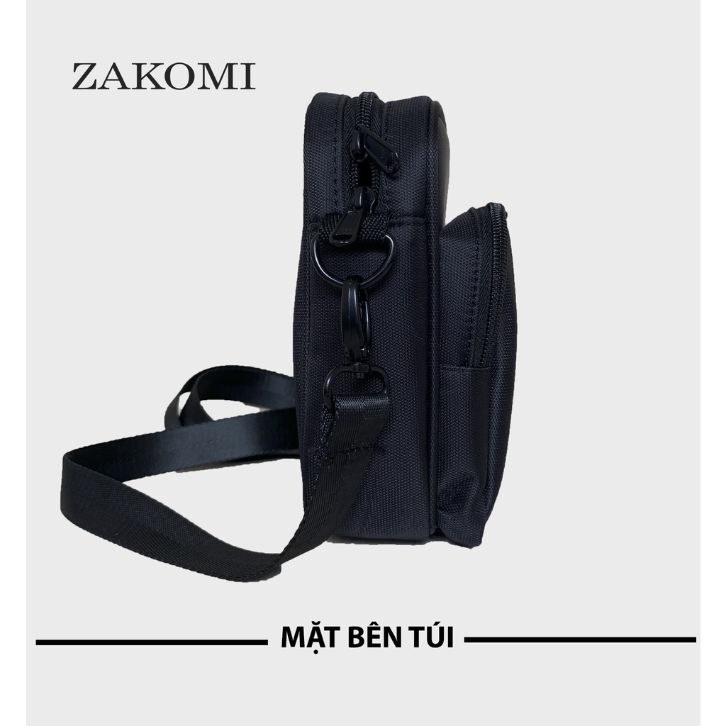 Túi đeo chéo nam nữ Zakomi vải chống nước kích thước 19x18x8cm - Túi chéo nam 2 ngăn bảo hành 12 tháng - Z-TDC-2NGAN