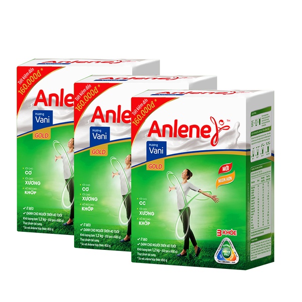 Combo 3 hộp Sữa Bột Anlene Gold Movepro Hương Vanilla 1.2kg/hộp