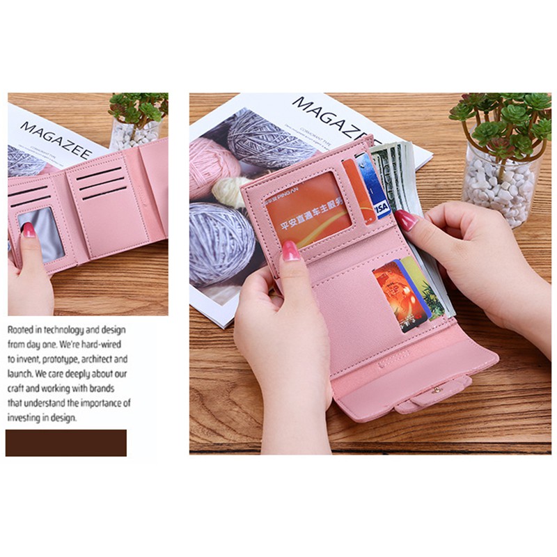 Ví ngắn màu trơn xinh xắn dành cho nữ