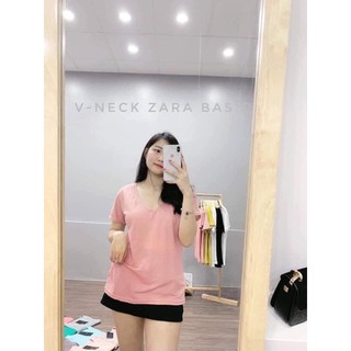 Áo Phông Nữ, Áo Thun Nữ Cổ Tim Nhiều Màu Chất Cotton 100% Hàng VNXK - Nhà Cam