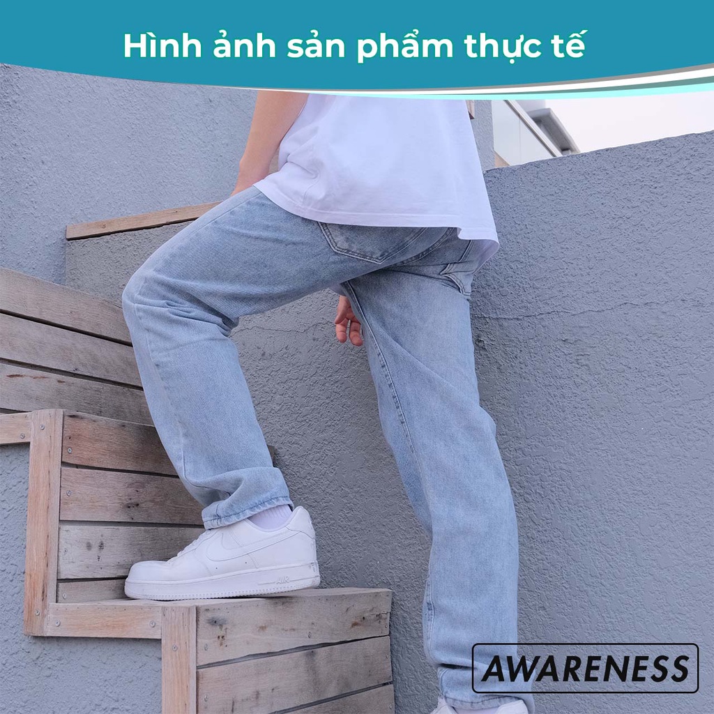 Quần jean nam xanh baggy ống suông rộng chất denim dày dặn dễ phối đồ phong cách Hàn Quốc J10 - jean baggy AWARENESS