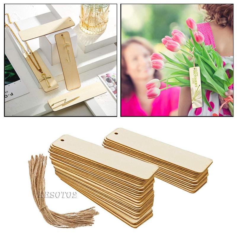 Set 2 / 36 Thẻ Gỗ Hình Chữ Nhật Đánh Dấu Trang Sách Tiện Dụng