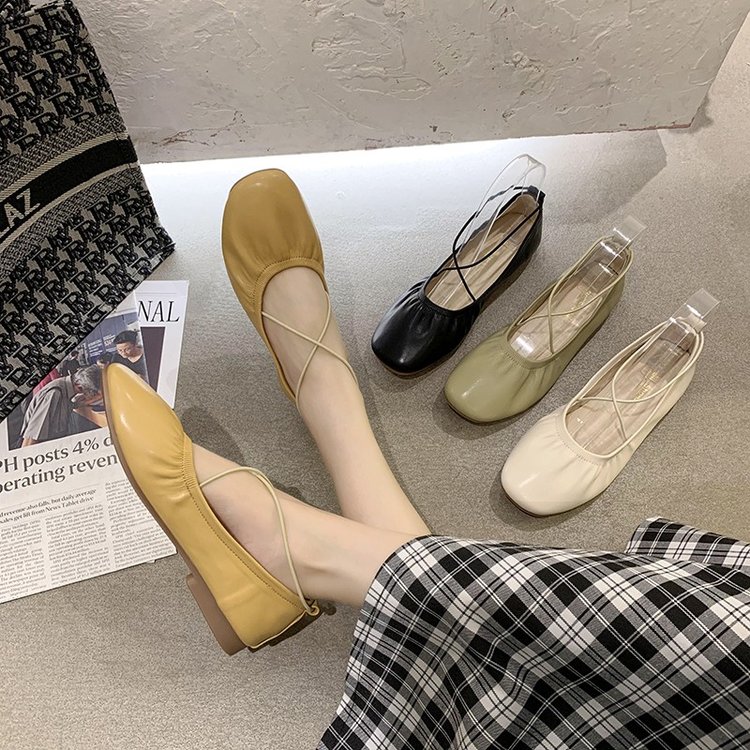 [ Mã 66CBSALE giảm 30K đơn 200K] Giày búp bê gót bằng mũi vuông phong cách Hàn Quốc nữ tính | BigBuy360 - bigbuy360.vn