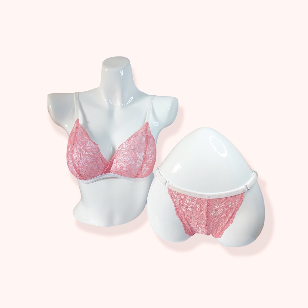 Bộ đồ lót nữ ren, bralette sexy không gọng mút mỏng Hồng (form lớn) SB05 [95's House]