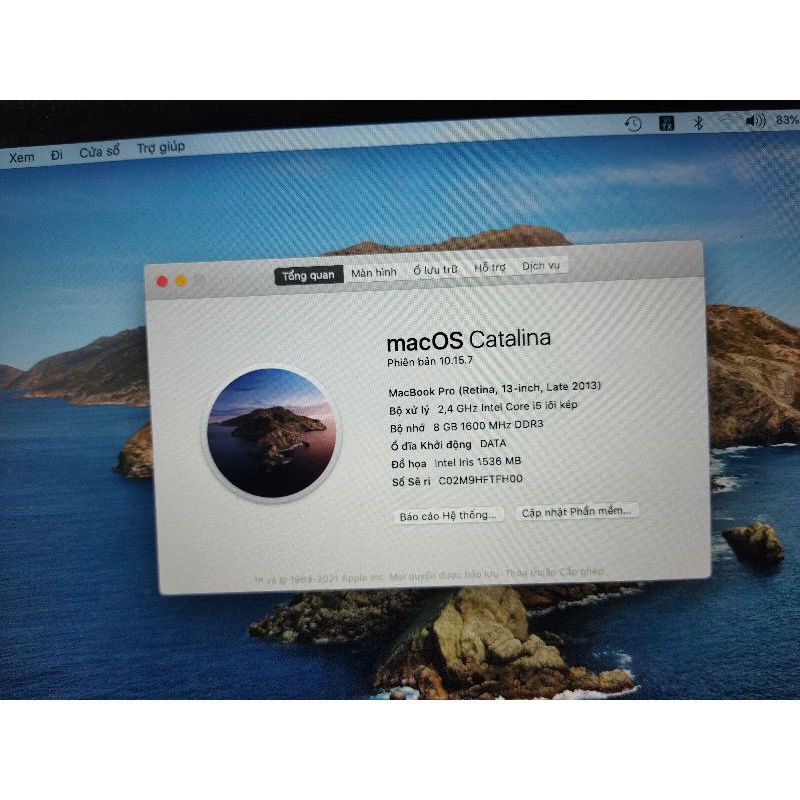 Máy tính Macbook pro( Retina,13inch,late2013)