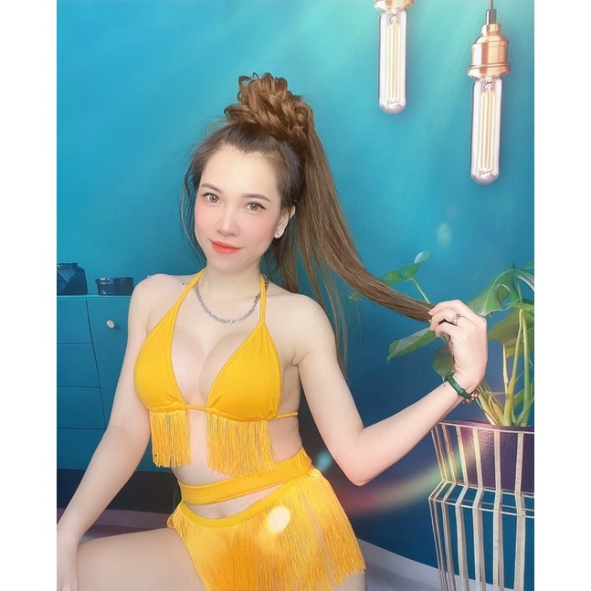 BIKINI lưng cao,màu cam neon tua rua siêu siêu HoT🍎🍎3.67