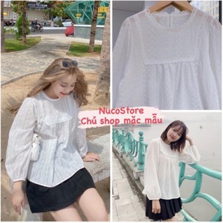 Áo Babydoll viền ren hoa nổi
