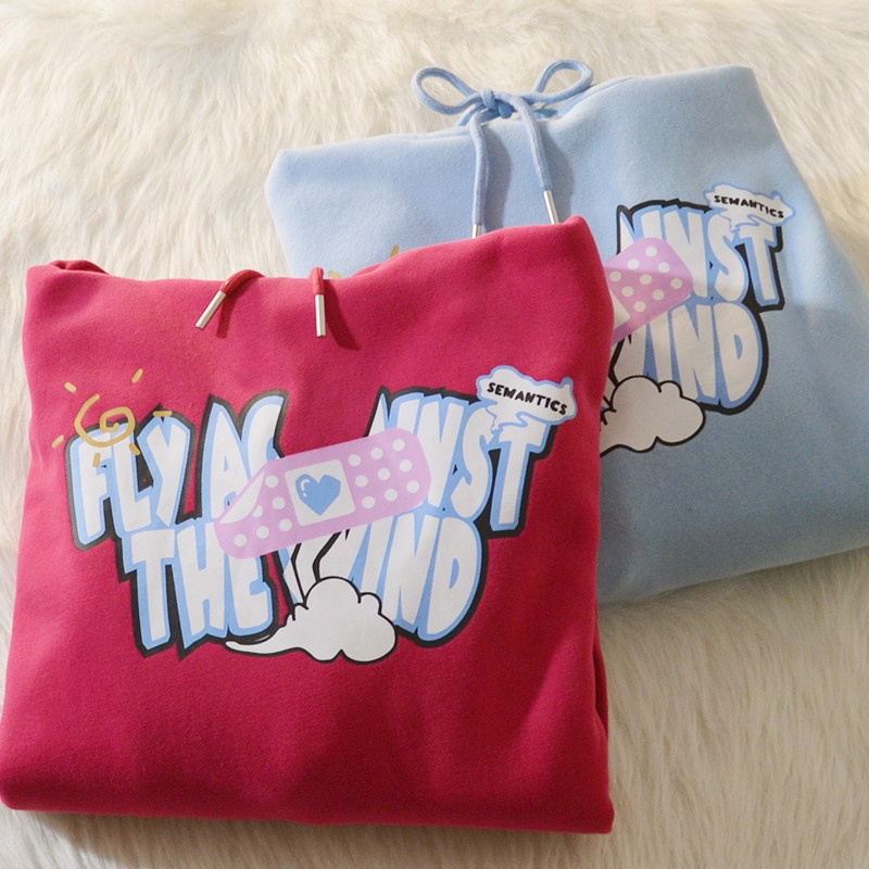 NRVP Áo hoodie tay dài dáng rộng phong cách Hàn Quốc thời trang dành cho nữ