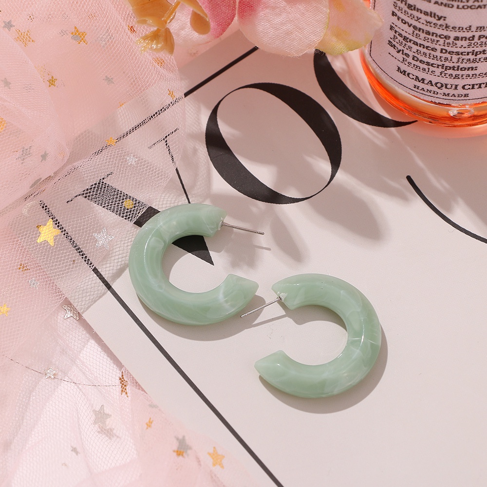 Khuyên Tai Nhựa Acrylic Kiểu Chữ C Màu Sắc Ngọt Ngào Phong Cách Hàn Quốc Cho Nữ