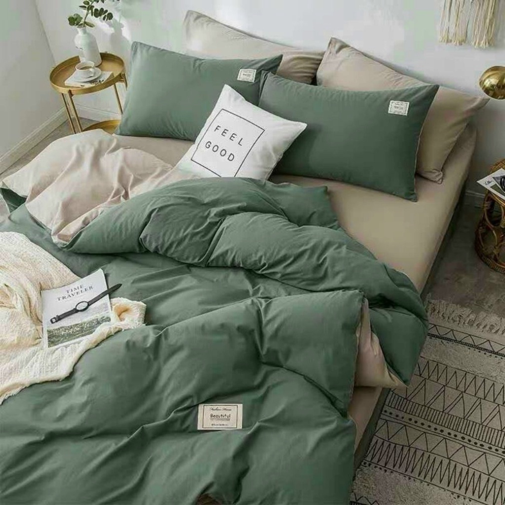 Bộ chăn ga gối cotton tici Miha Bedding grap nệm, cao cấp, nhiều mầu sắc (miễn phí bo chun)