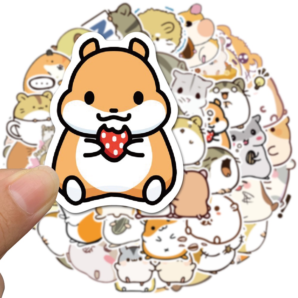 Set 10/ 25/ 50 miếng dán trang trí hình chuột hamster hoạt hình đáng yêu