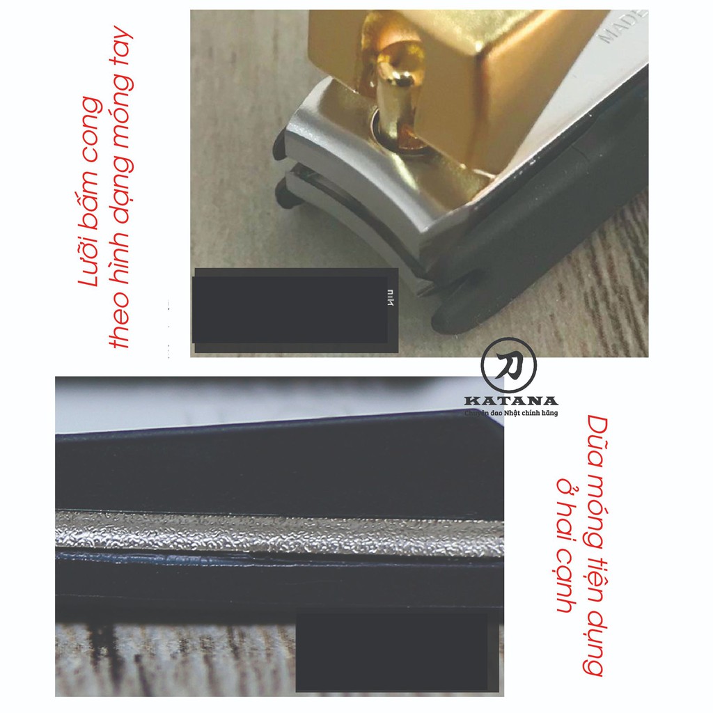 Bấm móng tay Nhật KAI HC1843 mạ vàng cao cấp - Kèm dũa và đựng móng thừa - BH 12 tháng 1 ĐỔI 1