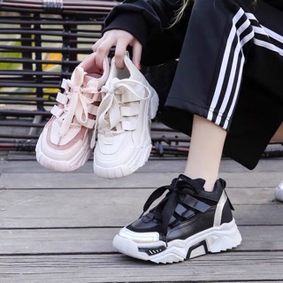 (VIDEO) Giày sneaker nữ tôn đế dây bản to 3 phối màu siêu xinh trẻ trung phong cách thời trang thời trang