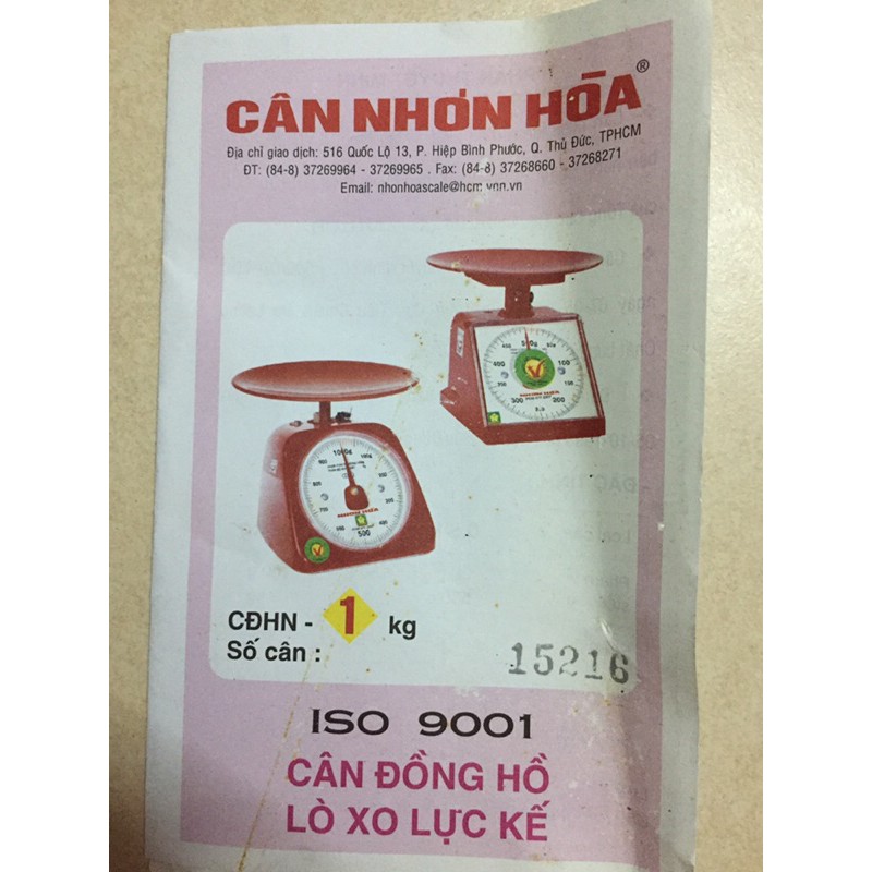 Cân đồng hồ 1kg - Cân Nhơn Hoà chính hãng - like new 95%