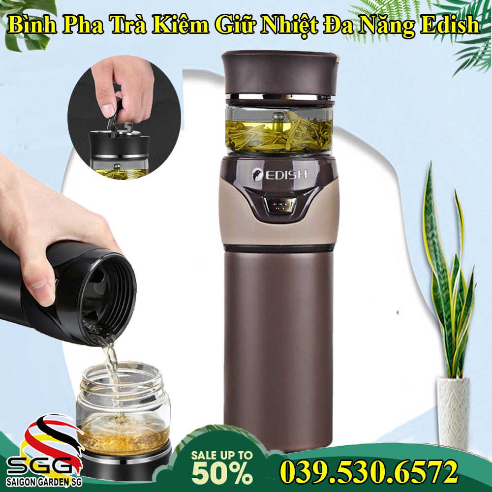 Bình Pha Trà Edish 450ML, Bình Pha Trà Kiêm Giữ Nhiệt Đa Năng, Dễ Mang Đi Tiện Lợi, Hàng Nhập Khẩu CHÍNH HÃNG