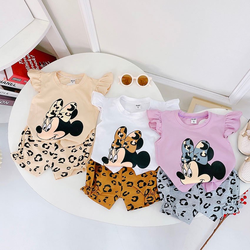 Bộ cộc tay bé gái từ 8kg đến 18kg, bộ quần áo cánh tiên Mickey AM941