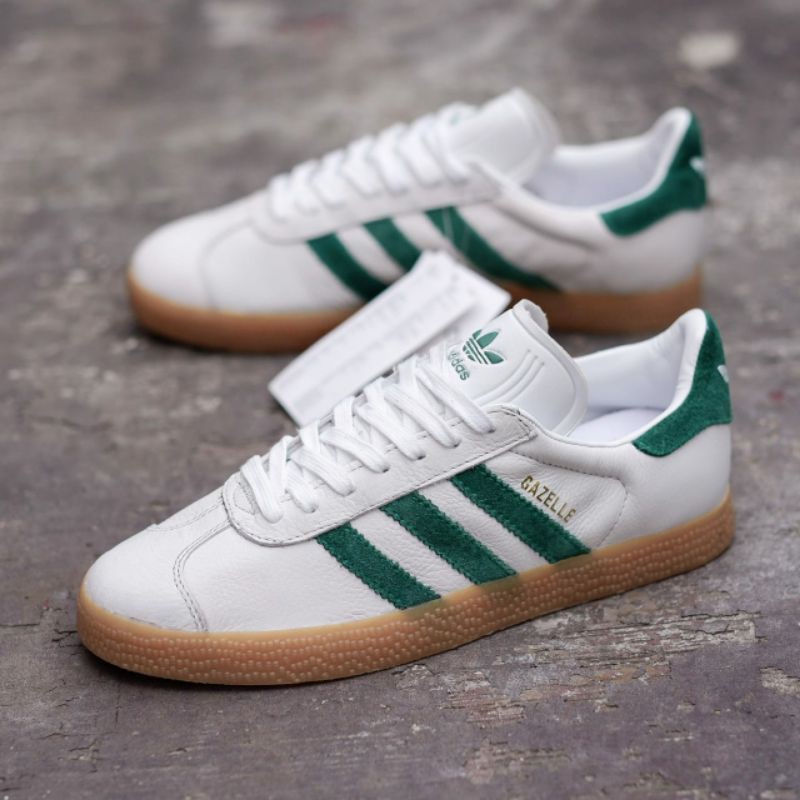 Giày Thể Thao Adidas Gazelle Màu Trắng / Xanh Lá Phong Cách Vintage