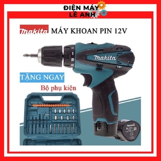 Máy bắn bắt siết ốc vít bulong khoan súng cầm tay mini Makita pin 12V 3 chức năng giá rẻ, Tặng kèm phụ kiện