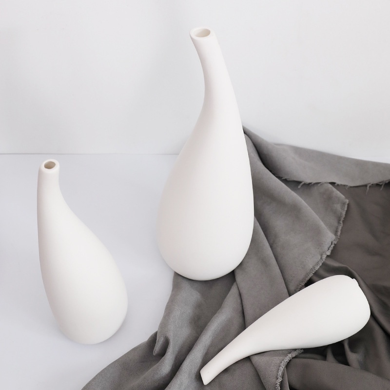 Bình hoa lọ hoa gốm sứ trắng đơn giản decor phòng phong cách bắc âu