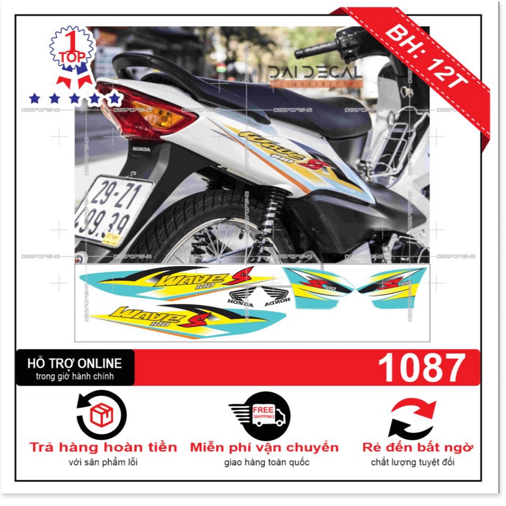 ( Quí khách vui lòng mang ra tiệm cho thợ dán ) Tem wave 2016 trắng xanh ngọc