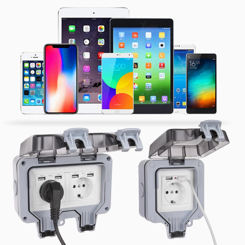 PISTA Ổ Cắm Điện Gắn Tường Chống Nước IP66 Chuyên Nghiệp