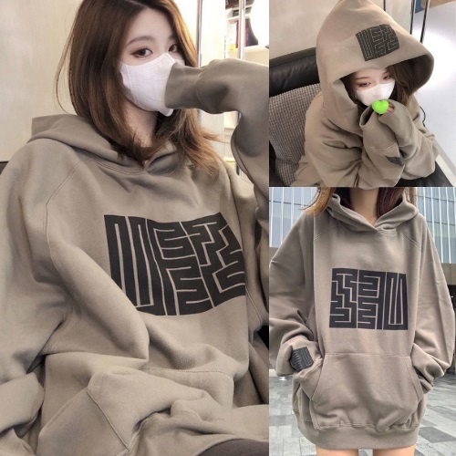 Áo hoodie nữ in hình QR chất nỉ thu đông form rộng màu nâu cá tính đi chơi đi học | BigBuy360 - bigbuy360.vn