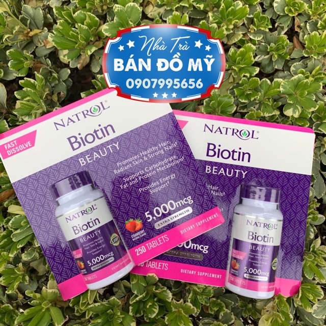 Viên ngậm mọc tóc BIOTIN NATROL 5000mcg 250 viên