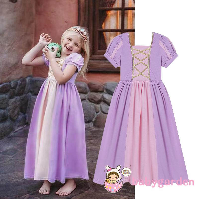 Đầm Công Chúa Tay Phồng Ngắn Eo Cao Thời Trang Xinh Xắn Cho Bé Gái