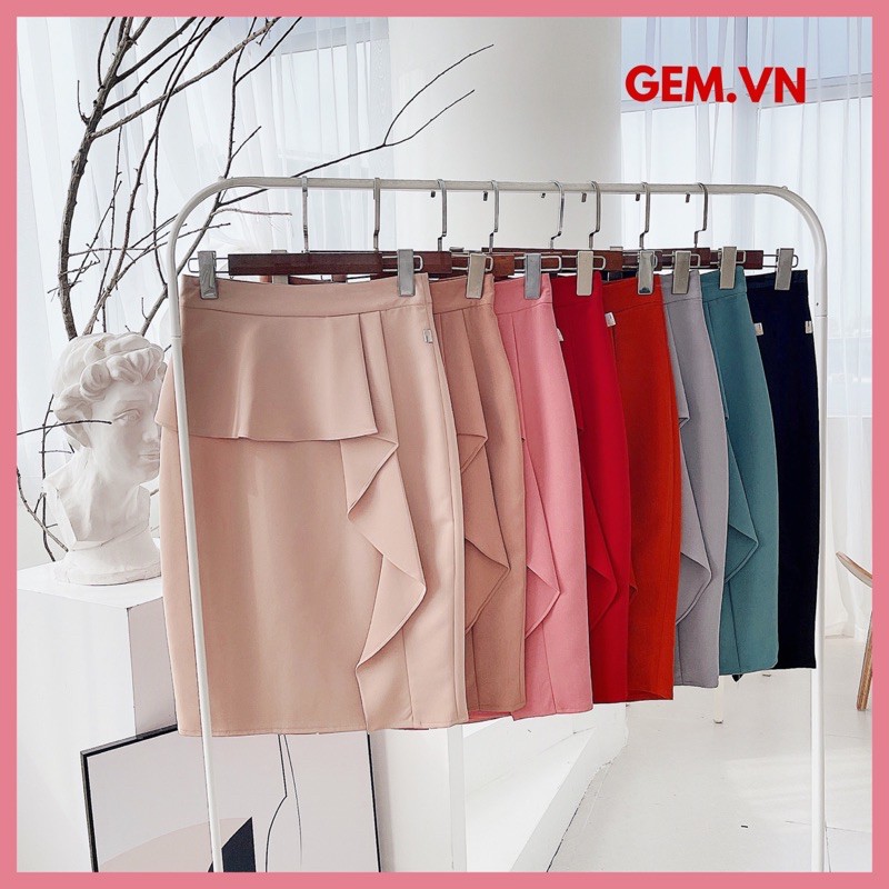 Chân váy G215 cách điệu phối bèo, đầm công sở thời trang thiết kế nhiều màu dễ chọn, che bụng mỡ hiệu quả