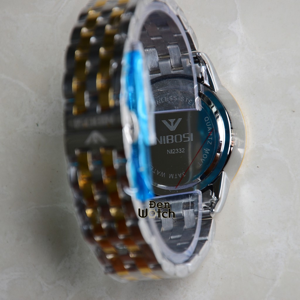 Đồng hồ nam NIBOSI 2332 chính hãng ĐEN DEMI, dây kim loại không gỉ, thép đúc đặc TẶNG VÒNG TAY