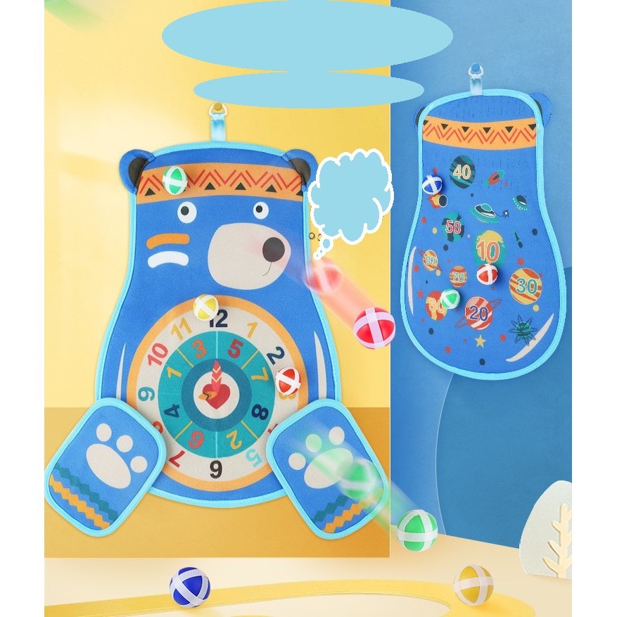 Đồ chơi ném bóng 2 mặt - Phát triển Thể chất - An toàn cho Bé - Tặng móc dán tường kèm 4 bóng dính MasterKids