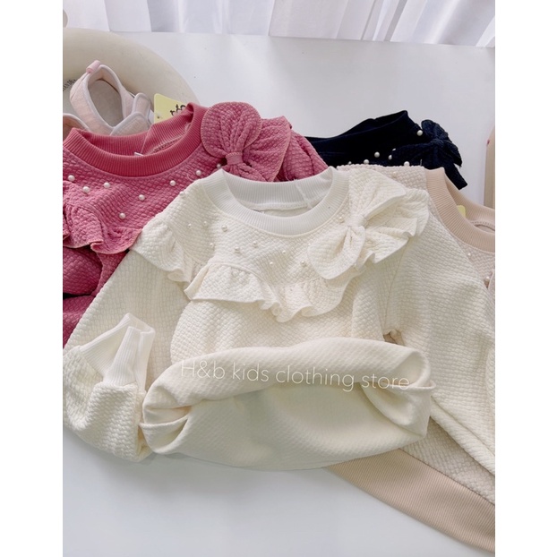 Áo len xốp đính ngọc bé gái