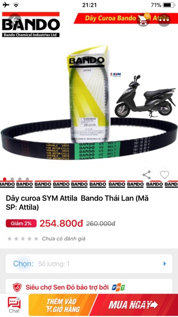 Dây đai truyền động Atila fi (dây curoa) bando chính hãng /dây đai atila sym chế cơ