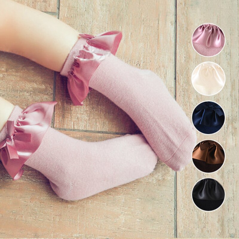 Tất cotton đính nơ cho bé 2-4 tuổi