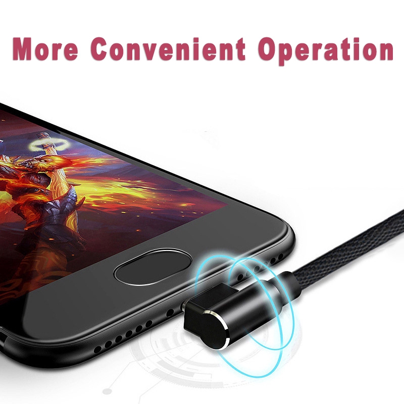 Cáp sạc nhanh KCO cổng Lightning (iPhone) / Micro USB góc 90 độ tiện dụng chơi game dài 1M