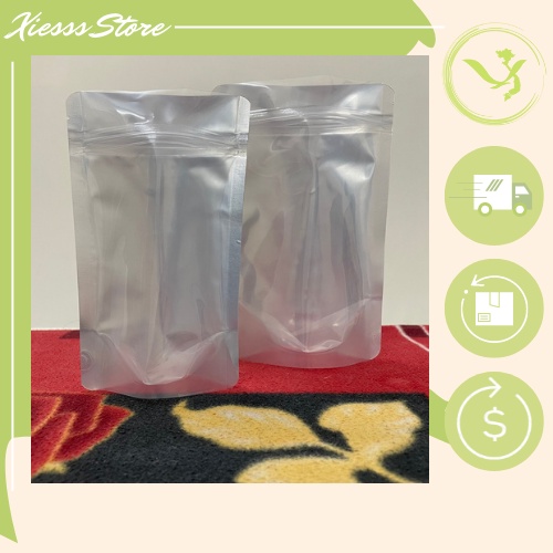 1kg Túi Zipper đáy đứng mặt bạc mặt trong size 12*19