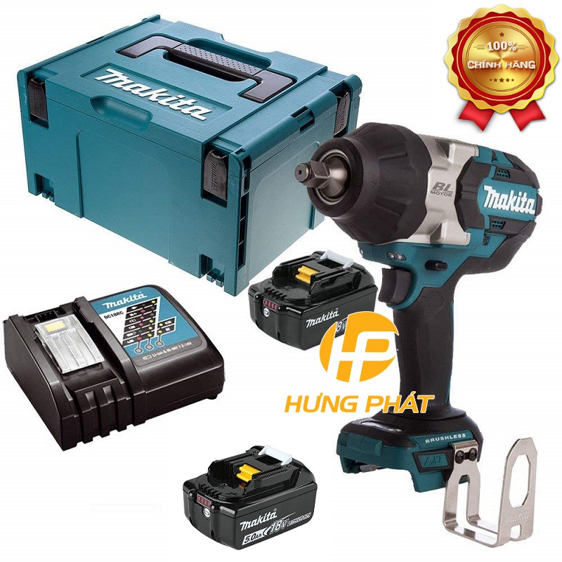 [Hàng chính hãng] Máy siết bu lông dùng pin Makita DTW1002RTJ 18V. Kèm sạc nhanh + 2pin 5.0Ah + thùng Makpac