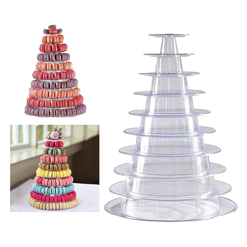 Giá Đỡ Bánh Macaron 10 Tầng Trong Suốt Dùng Trang Trí Tiệc Cưới/Sinh Nhật