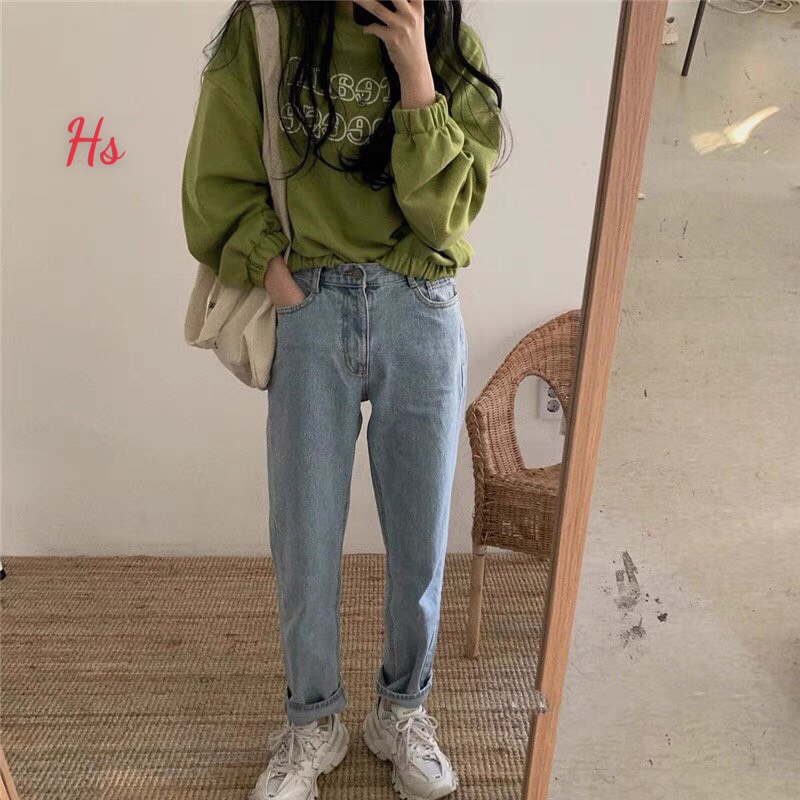 Áo croptop dài tay in chữ Grean - Áo nỉ croptop nữ phong cách Hàn Quốc - MIUMIU CLOTHINGS | BigBuy360 - bigbuy360.vn