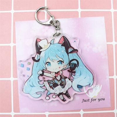 ( Mica trong acrylic) Móc khóa Miku Hatsune ver tóc xanh in hình anime chibi