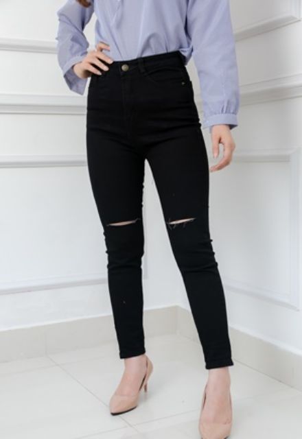 Quần Skinny Lưng siêu cao rách gối topshopp