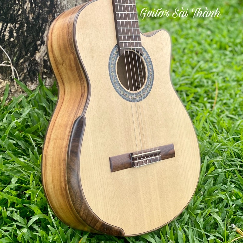 Đàn Guitar Classic Khuyết Vát Bavel Chính Hãng ST.Real Guitar Sài Thành Mã ST-CD2 Chất Liêu Gỗ Điệp Nguyên Tấm