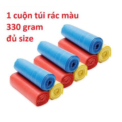 COMBO 3 CUỘN TÚI  RÁC MÀU TỰ HỦY ĐỦ SIZE