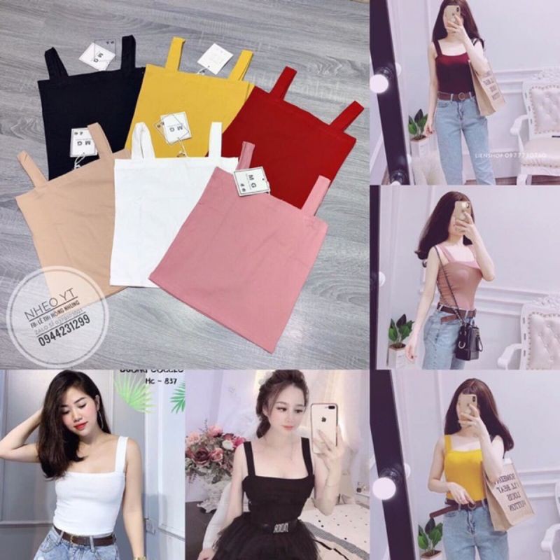 ÁO 2 DÂY BẢN TO DÁNG CROPTOP CHẤT LEN TĂM/LEN GÂN