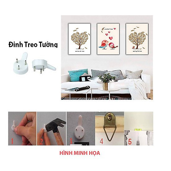 Combo 10 Đinh 4 Chân Treo Tường Đóng Tranh Ảnh, Treo Đồ Đa Năng Không Cần Khoan Đục