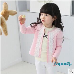 Áo Khoác Cardigan Viền Ren Cho Bé Gái