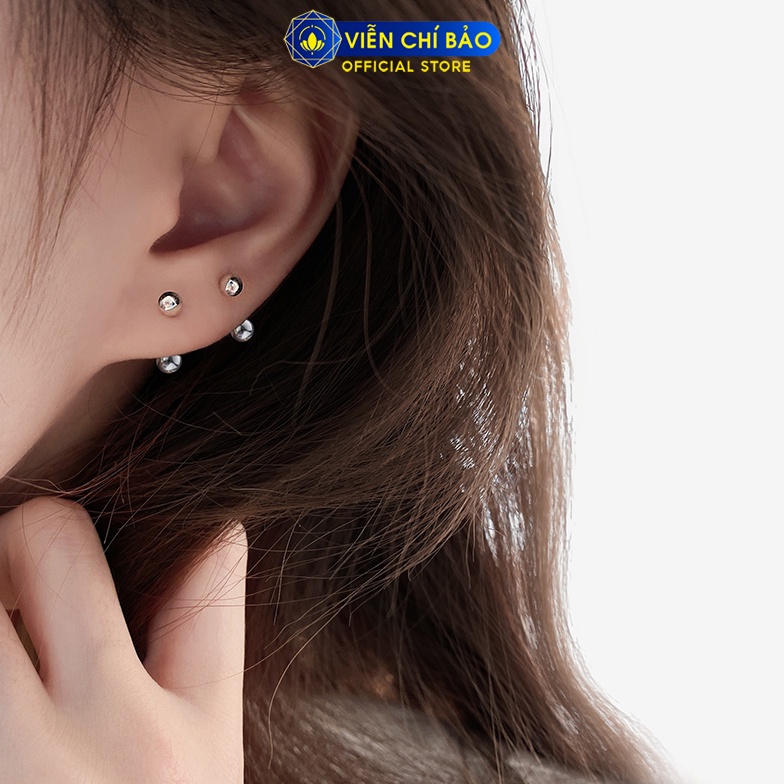 Khuyên tai bạc nữ bi tròn trơn Minidot chất liệu bạc 925 thời trang phụ kiện trang sức nữ Viễn Chí Bảo B400746