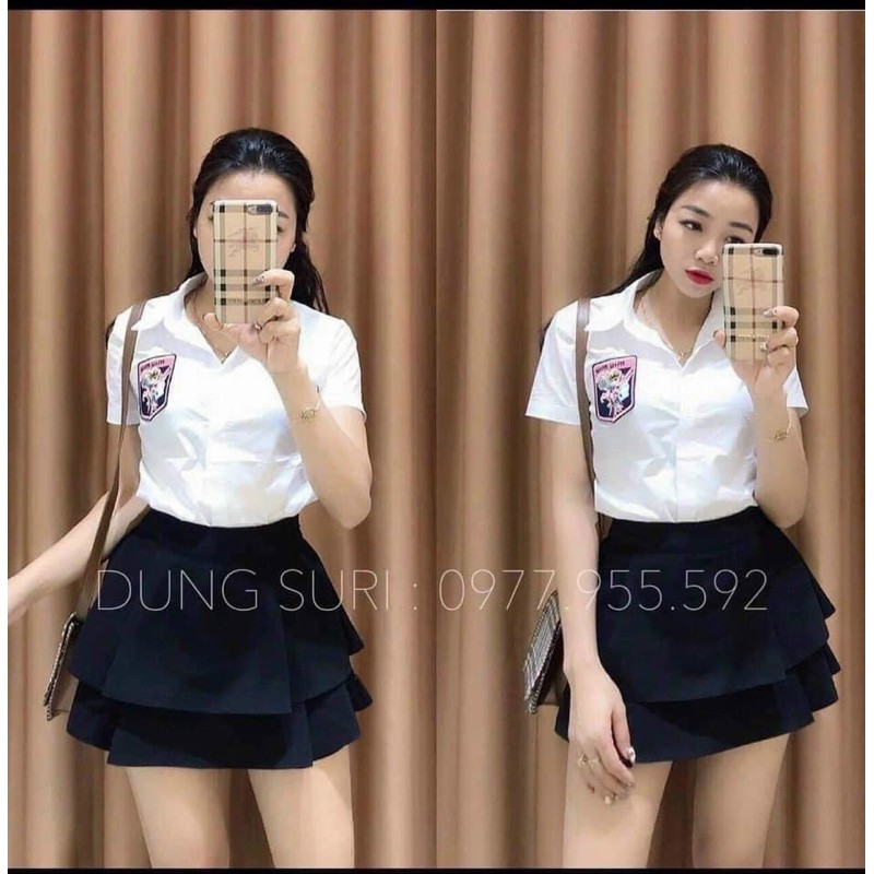 Chân váy 2 tầng xếp ly cực xinh  Chất