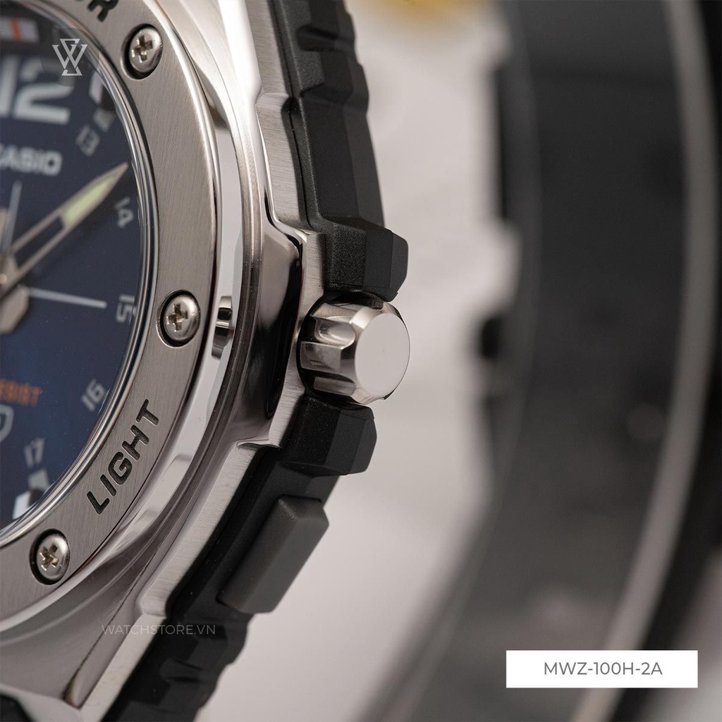 Đồng Hồ Quartz Nam Casio WATCHSTORE MWA-100H-2AVDF Thiết Kế Mặt Kính Nhựa 46.8mm, Mặt Tròn Và Dây Đen Phong Cách