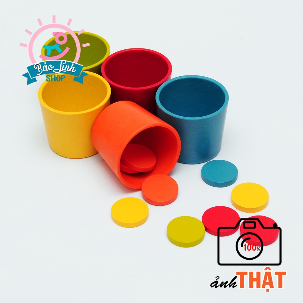 Giáo cụ Montessori 0-3 - Cốc phân loại màu cho bé học về màu sắc, làm quen với toán học, tư duy quan sát